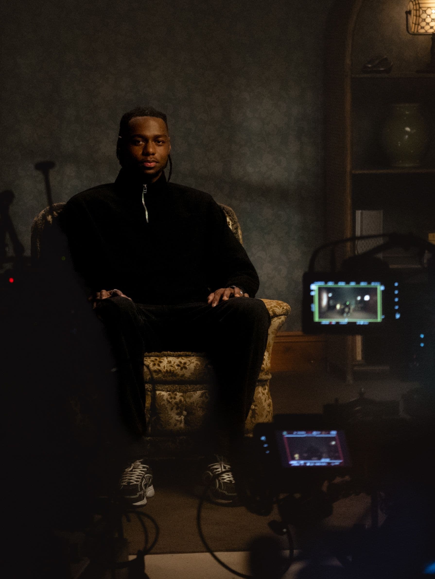 man being interviewed in chair